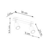 Wooden Ceiling Light With 2 Fager Lamps in Natural Wood - Peach Puff