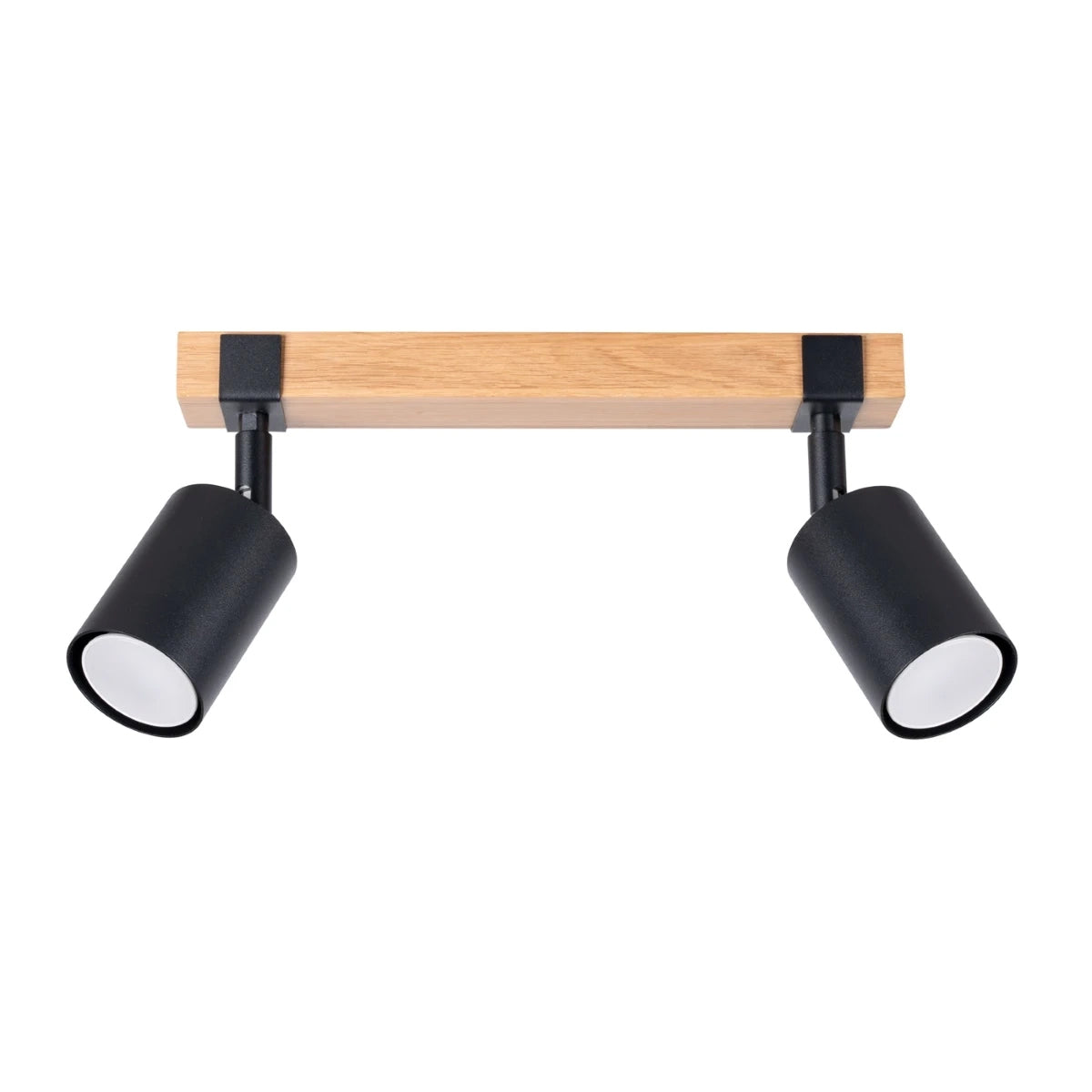 Wooden Ceiling Light With 2 Fager Lamps in Natural Wood - Peach Puff