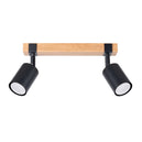 Wooden Ceiling Light With 2 Fager Lamps in Natural Wood - Peach Puff