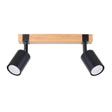 Wooden Ceiling Light With 2 Fager Lamps in Natural Wood - Peach Puff
