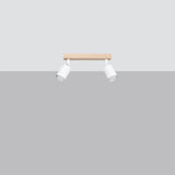 Wooden Ceiling Light With 2 Verdo Lamps in Natural Wood - Peach Puff