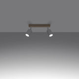 Wooden Ceiling Light With 2 Verdo Lamps in Natural Wood - Peach Puff