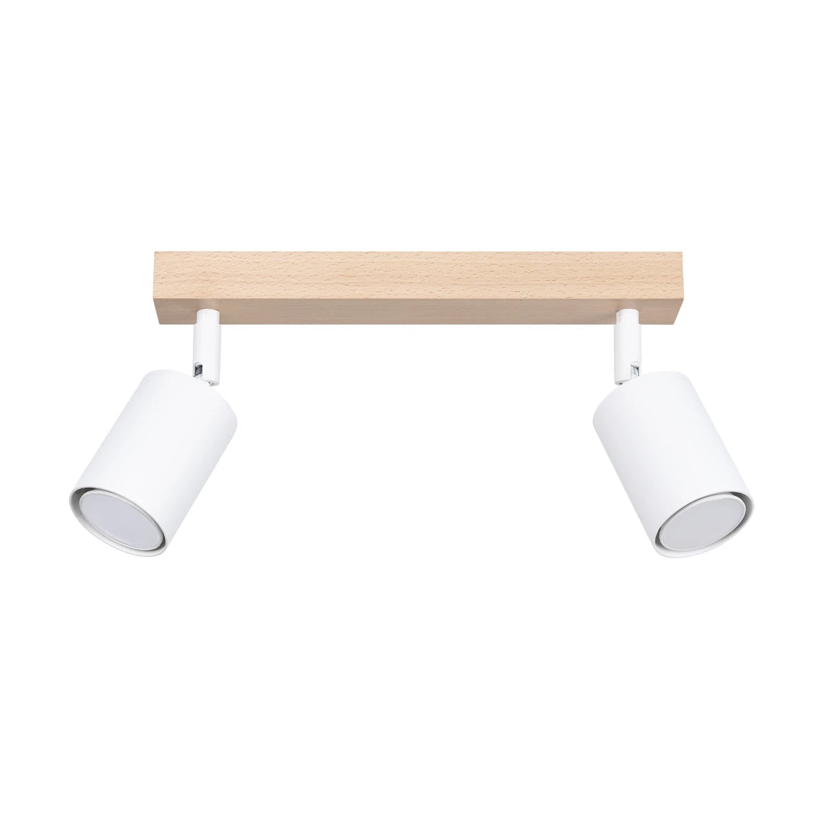 Wooden Ceiling Light With 2 Verdo Lamps in Natural Wood - Peach Puff