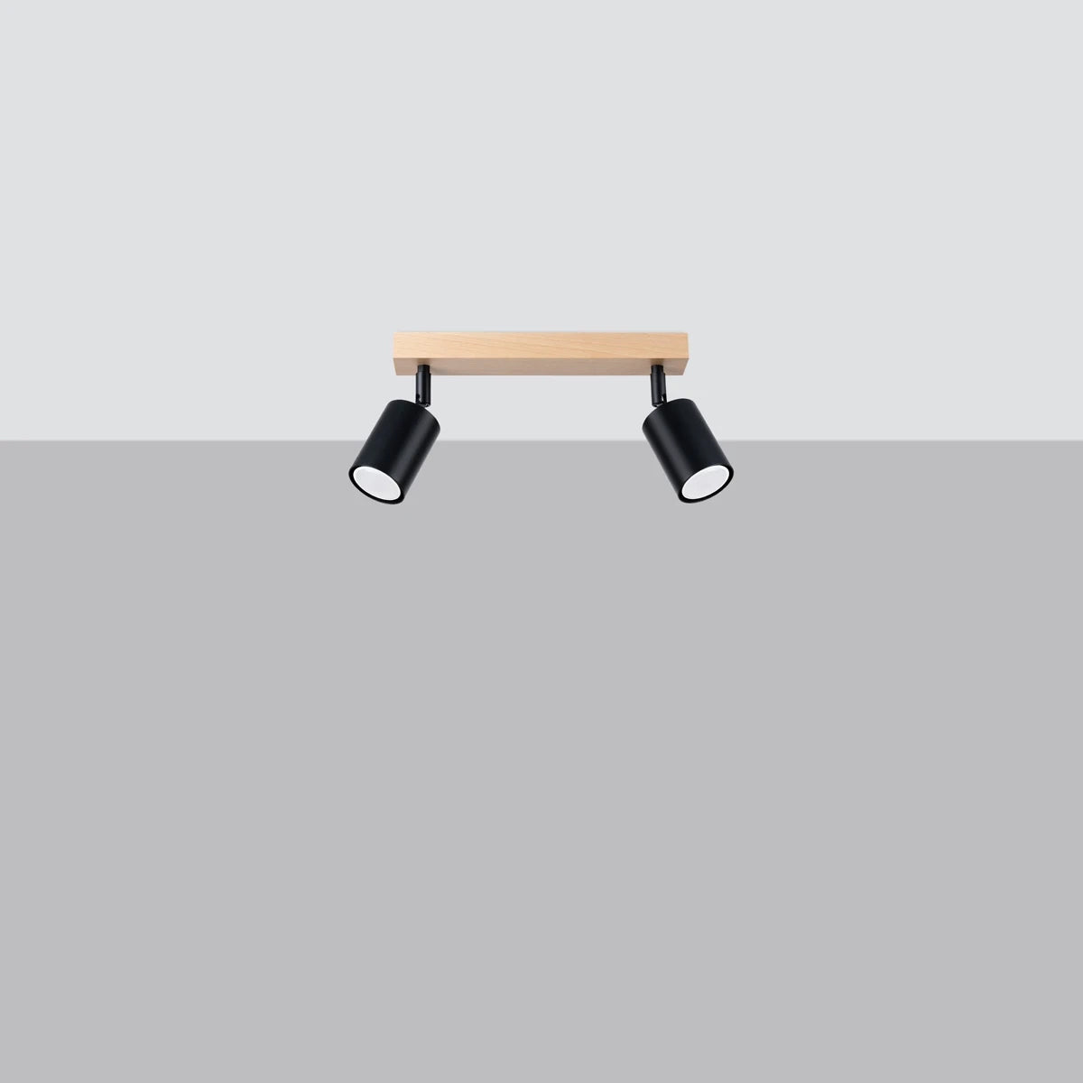 Wooden Ceiling Light With 2 Verdo Lamps in Natural Wood - Peach Puff