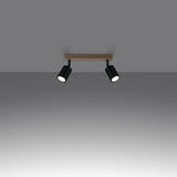 Wooden Ceiling Light With 2 Verdo Lamps in Natural Wood - Peach Puff