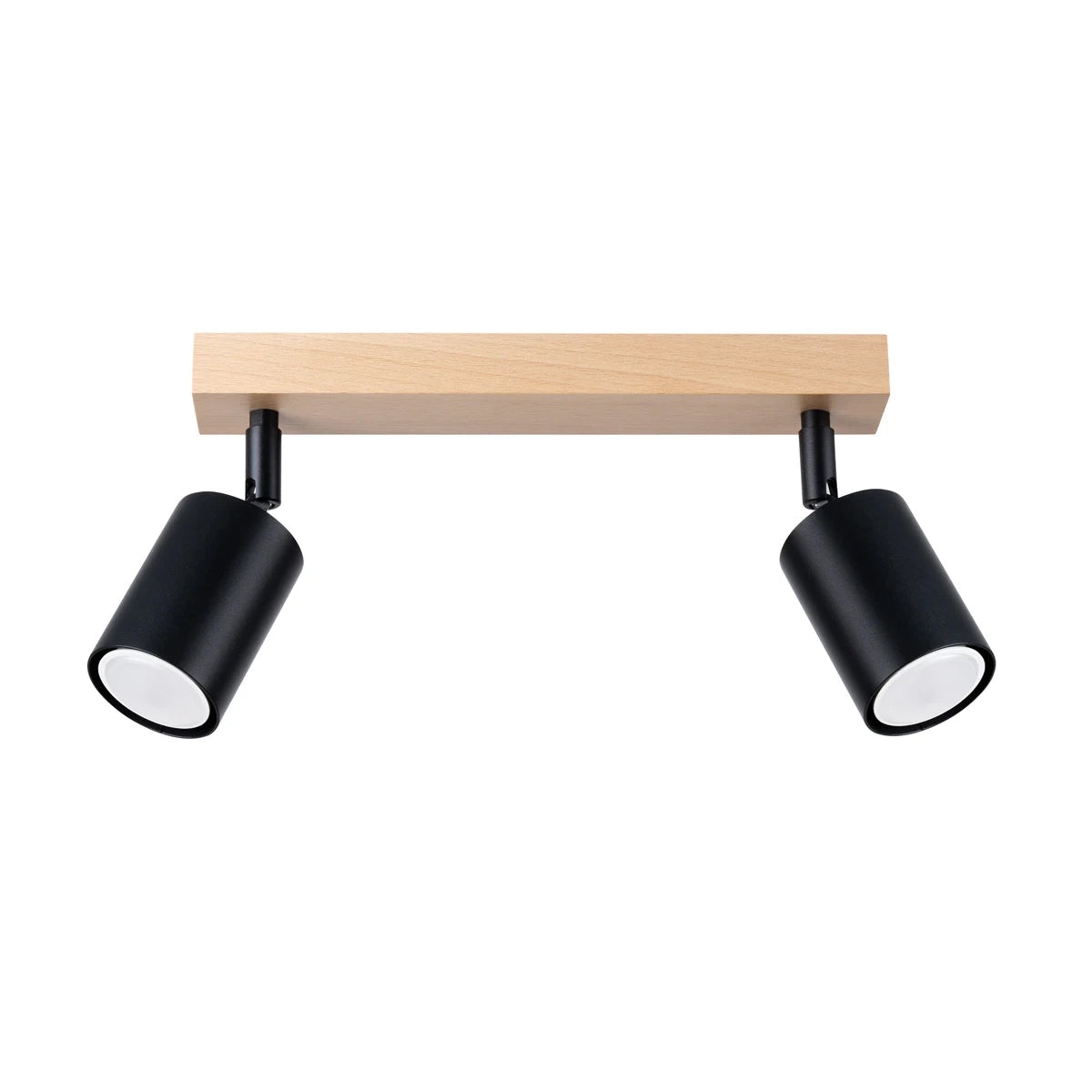 Wooden Ceiling Light With 2 Verdo Lamps in Natural Wood - Peach Puff