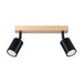 Wooden Ceiling Light With 2 Verdo Lamps in Natural Wood - Peach Puff