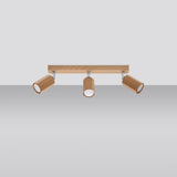 Wooden Ceiling Light With 3 Zeke Lamps - Peach Puff