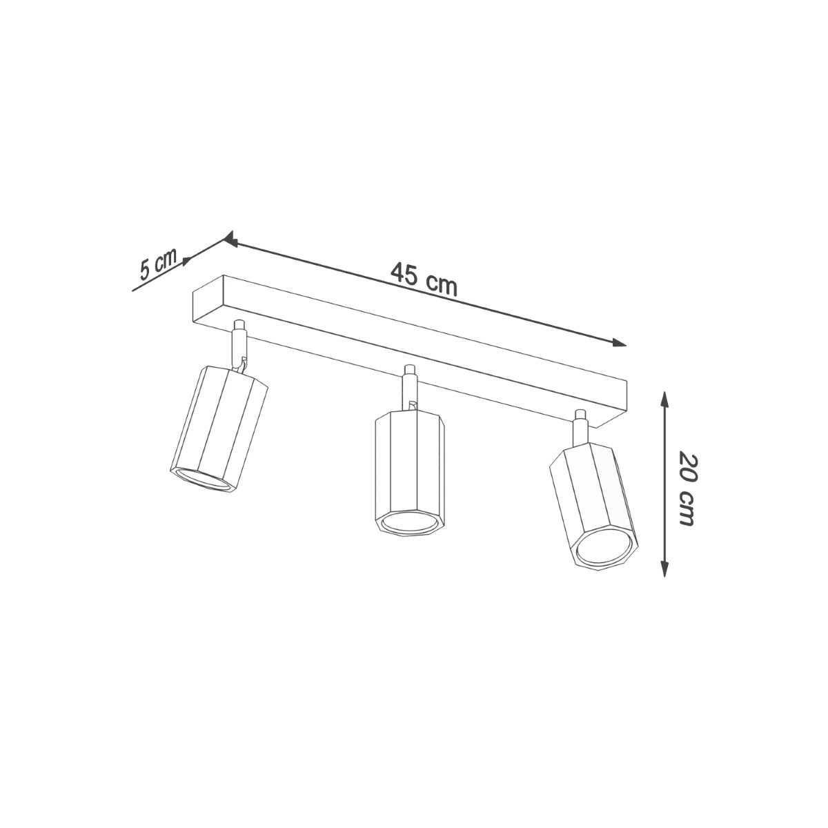 Wooden Ceiling Light With 3 Zeke Lamps - Peach Puff