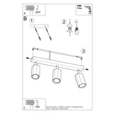 Wooden Ceiling Light With 3 Zeke Lamps - Peach Puff