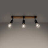 Wooden Ceiling Light With 3 Zuca Lamps in Natural Wood - Peach Puff