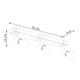 Wooden Ceiling Light With 3 Zuca Lamps in Natural Wood - Peach Puff