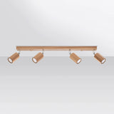 Wooden Ceiling Light With 4 Zeke Lamps - Peach Puff