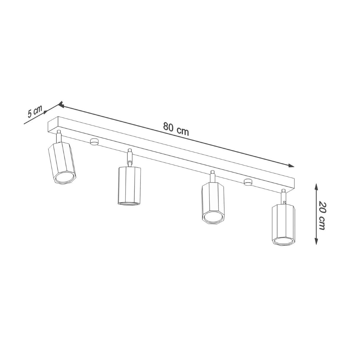 Wooden Ceiling Light With 4 Zeke Lamps - Peach Puff