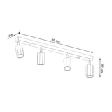 Wooden Ceiling Light With 4 Zeke Lamps - Peach Puff