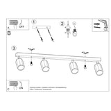 Wooden Ceiling Light With 4 Zeke Lamps - Peach Puff