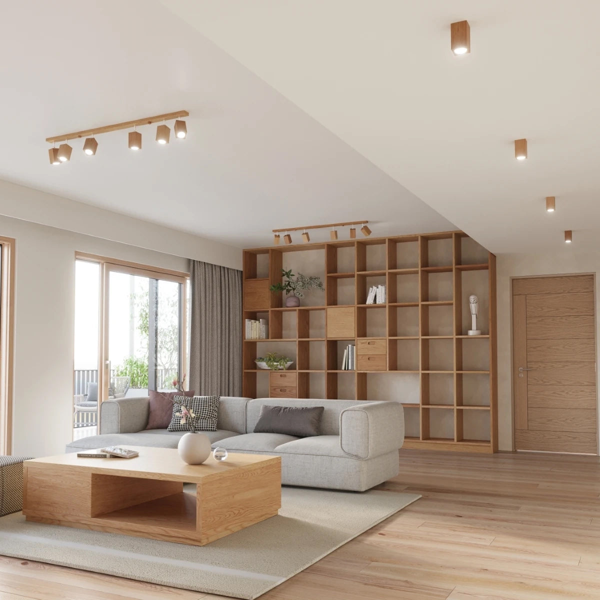 Wooden Ceiling Light With Keke Lamp - Peach Puff