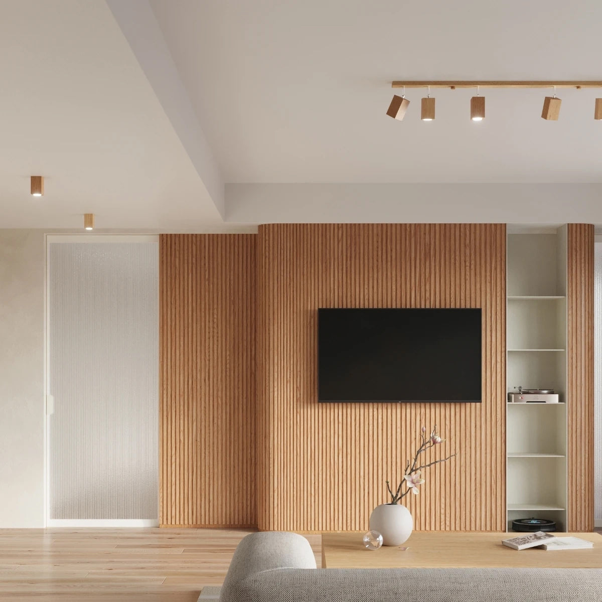 Wooden Ceiling Light With Keke Lamp - Peach Puff