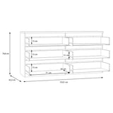 Wooden Chest 6 Drawers Wide - Edmore