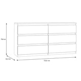 Wooden Chest 6 Drawers Wide - Edmore