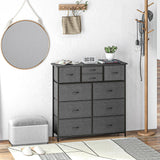 Wooden Chest Of 10 Fabric Drawers 100cm Wide With Steel Frame - Velmora