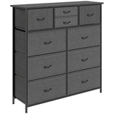 Wooden Chest Of 10 Fabric Drawers 100cm Wide With Steel Frame - Velmora