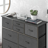 Wooden Chest Of 10 Fabric Drawers 100cm Wide With Steel Frame - Velmora