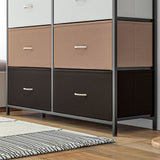 Wooden Chest Of 10 Fabric Drawers 100cm Wide With Steel Frame - Velmora
