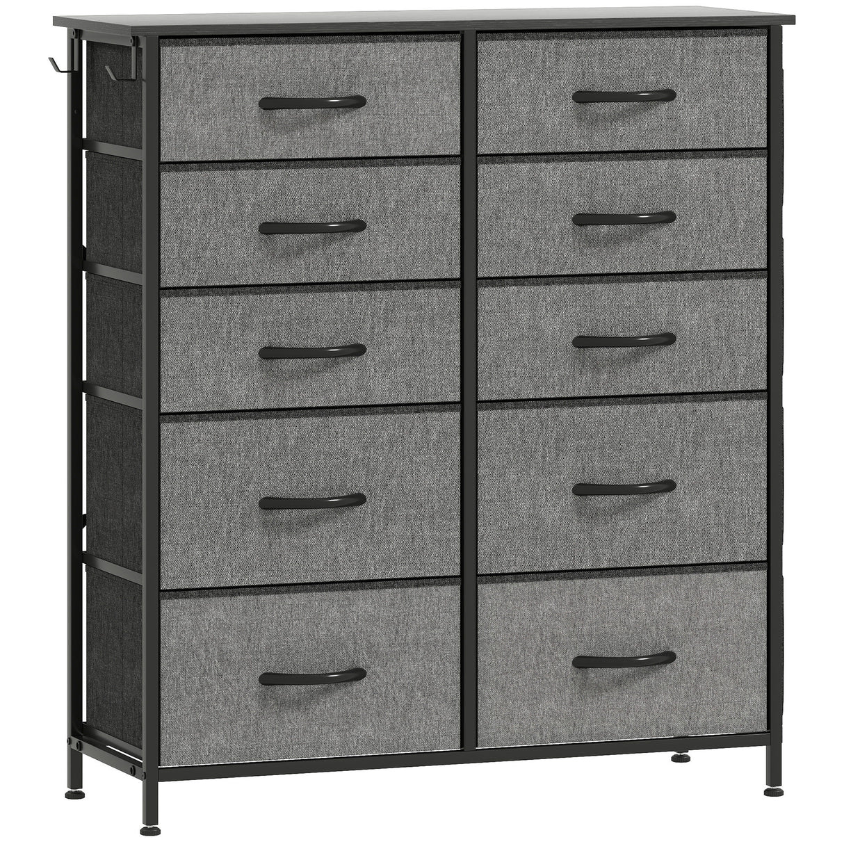 Wooden Chest Of 10 Fabric Drawers 86cm Wide With Steel Frame - Velmora