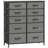 Wooden Chest Of 10 Fabric Drawers 86cm Wide With Steel Frame - Velmora