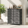 Wooden Chest Of 10 Fabric Drawers 86cm Wide With Steel Frame - Velmora