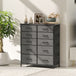 Wooden Chest Of 10 Fabric Drawers 86cm Wide With Steel Frame - Velmora