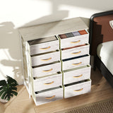 Wooden Chest Of 10 Fabric Drawers 86cm Wide With Steel Frame - Velmora