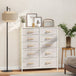 Wooden Chest Of 10 Fabric Drawers 86cm Wide With Steel Frame - Velmora
