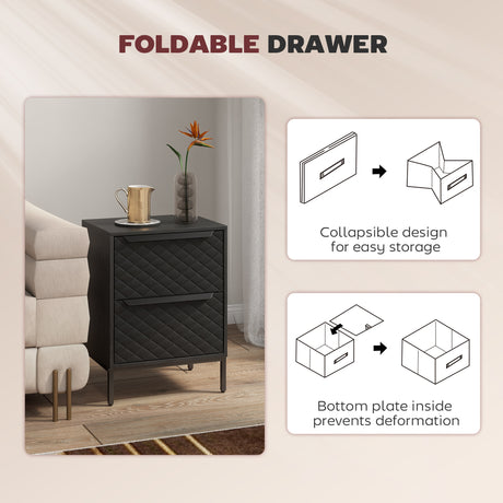 Wooden Chest Of 2 Fabric Drawers 40cm Wide - Velmora