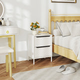 Wooden Chest Of 2 Fabric Drawers 40cm Wide - Velmora
