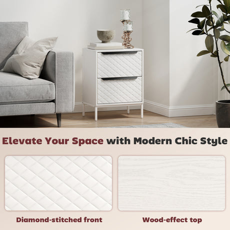 Wooden Chest Of 2 Fabric Drawers 40cm Wide - Velmora