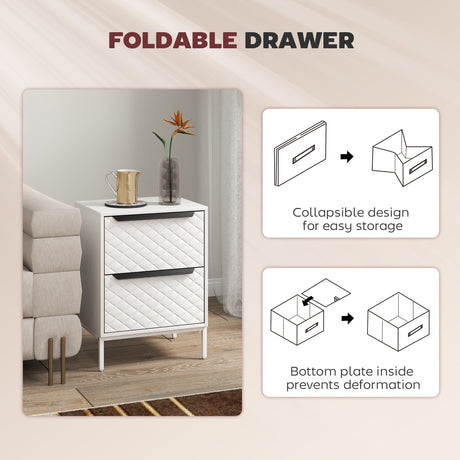 Wooden Chest Of 2 Fabric Drawers 40cm Wide - Velmora