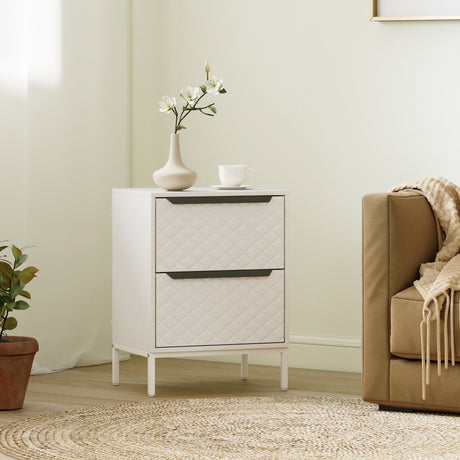 Wooden Chest Of 2 Fabric Drawers 40cm Wide - Velmora