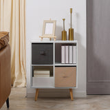 Wooden Chest Of 2 Fabric Drawers 54.5cm Wide With 4 Cube - Velmora