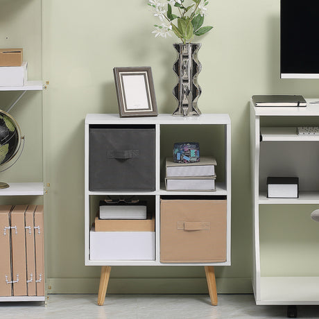 Wooden Chest Of 2 Fabric Drawers 54.5cm Wide With 4 Cube - Velmora
