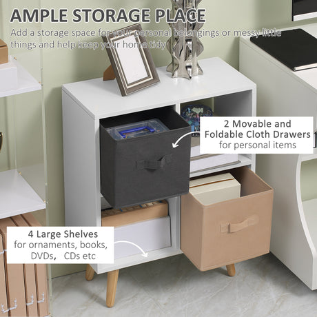 Wooden Chest Of 2 Fabric Drawers 54.5cm Wide With 4 Cube - Velmora