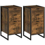 Wooden Chest Of 3 Drawers 39cm Wide in Set Of 2 - Velmora