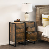 Wooden Chest Of 3 Drawers 39cm Wide in Set Of 2 - Velmora