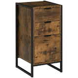 Wooden Chest Of 3 Drawers 39cm Wide With Metal Frame - Velmora