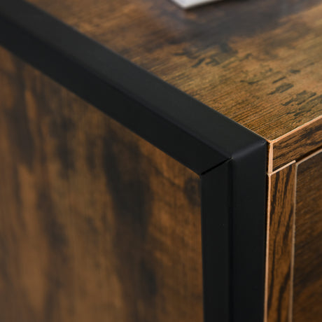 Wooden Chest Of 3 Drawers 39cm Wide With Metal Frame - Velmora