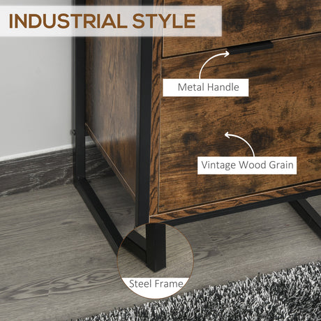 Wooden Chest Of 3 Drawers 39cm Wide With Metal Frame - Velmora