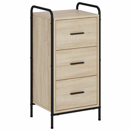 Wooden Chest Of 3 Drawers 40cm Wide With Steel Frame - Vantage Home