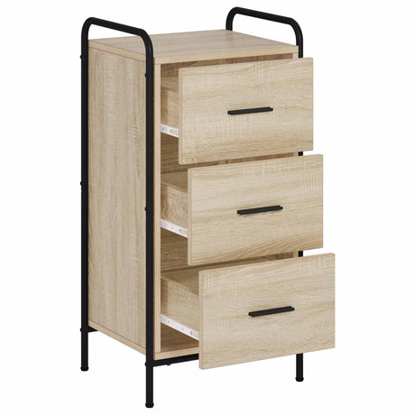 Wooden Chest Of 3 Drawers 40cm Wide With Steel Frame - Vantage Home