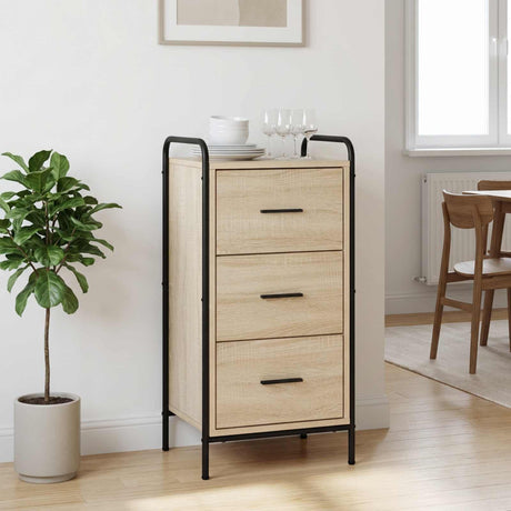 Wooden Chest Of 3 Drawers 40cm Wide With Steel Frame - Vantage Home